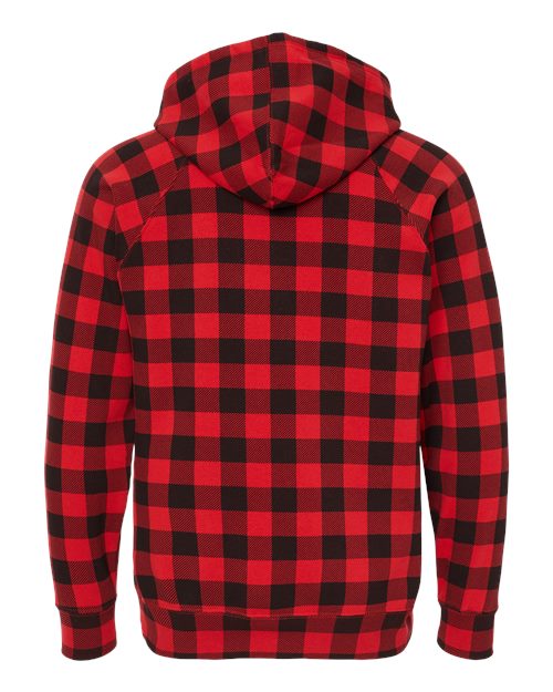Independent Trading Co. Unisex Special Blend Raglan Hooded Sweatshirt PRM33SBP - Red Buffalo Plaid