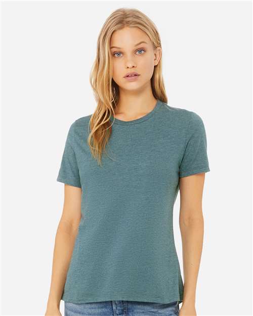 BELLA + CANVAS Women’s Relaxed Fit Heather CVC Tee 6400CVC - Heather Deep Teal