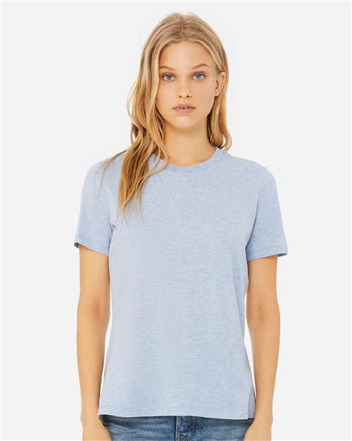 BELLA + CANVAS Women’s Relaxed Fit Heather CVC Tee 6400CVC - Heather Prism Blue