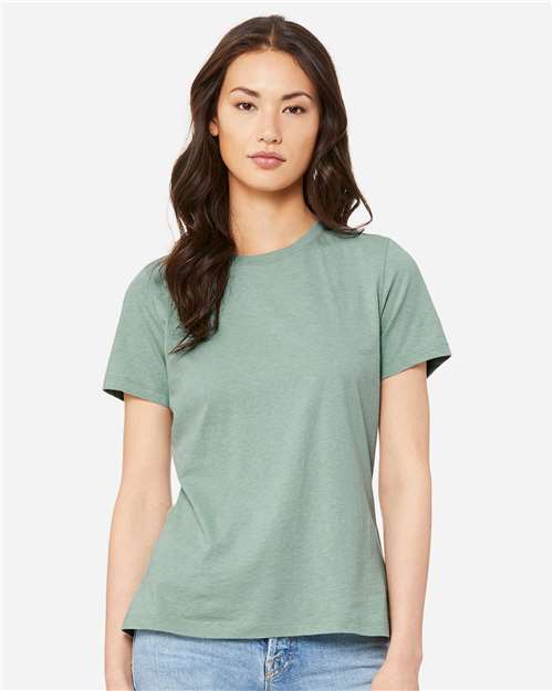 BELLA + CANVAS Women’s Relaxed Fit Heather CVC Tee 6400CVC - Heather Prism Dusty Blue