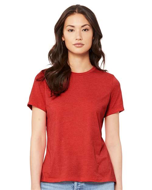BELLA + CANVAS Women’s Relaxed Fit Heather CVC Tee 6400CVC - Heather Red