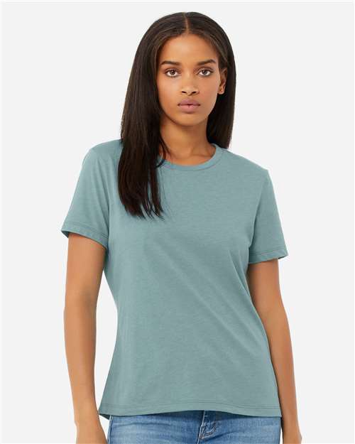 BELLA + CANVAS Women’s Relaxed Fit Heather CVC Tee 6400CVC - Heather Blue Lagoon