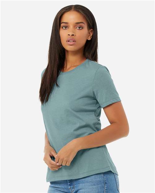 BELLA + CANVAS Women’s Relaxed Fit Heather CVC Tee 6400CVC - Heather Blue Lagoon