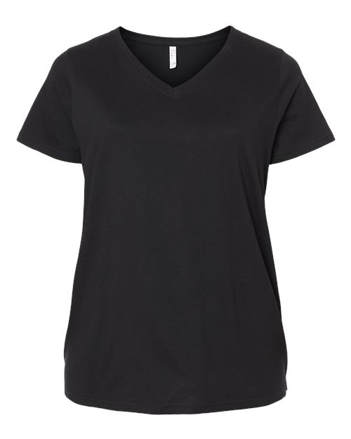LAT Women's Curvy Collection Fine Jersey V-Neck Tee 3817