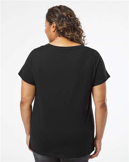 LAT Women's Curvy Collection Fine Jersey V-Neck Tee 3817