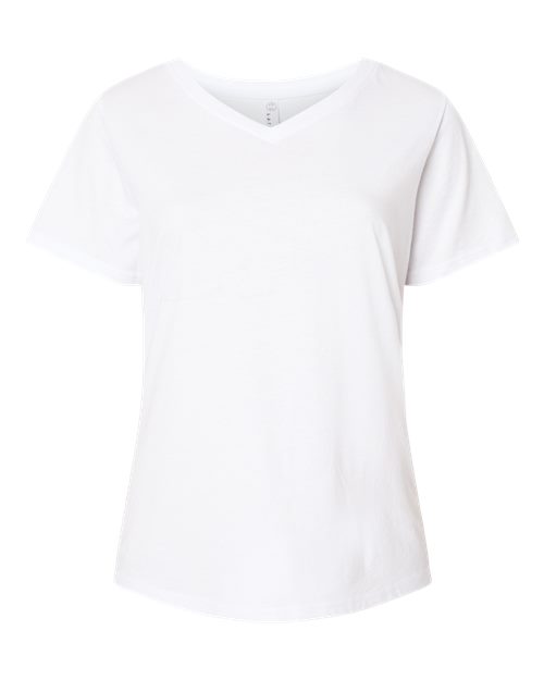 LAT Women's Curvy Collection Fine Jersey V-Neck Tee 3817