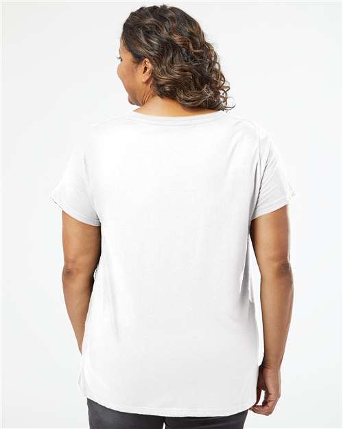 LAT Women's Curvy Collection Fine Jersey V-Neck Tee 3817