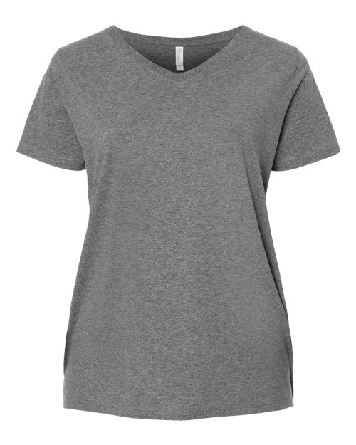 LAT Women's Curvy Collection Fine Jersey V-Neck Tee 3817