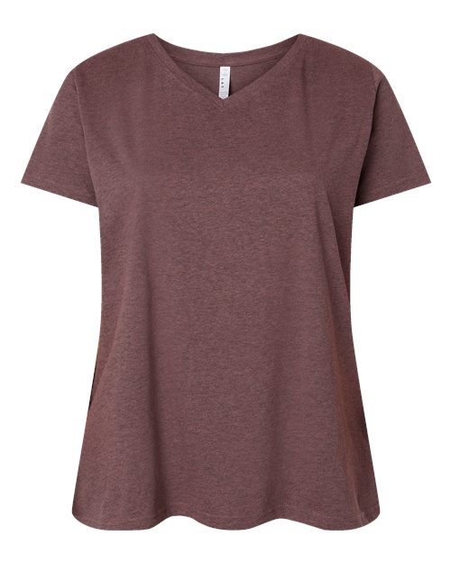 LAT Women's Curvy Collection Fine Jersey V-Neck Tee 3817