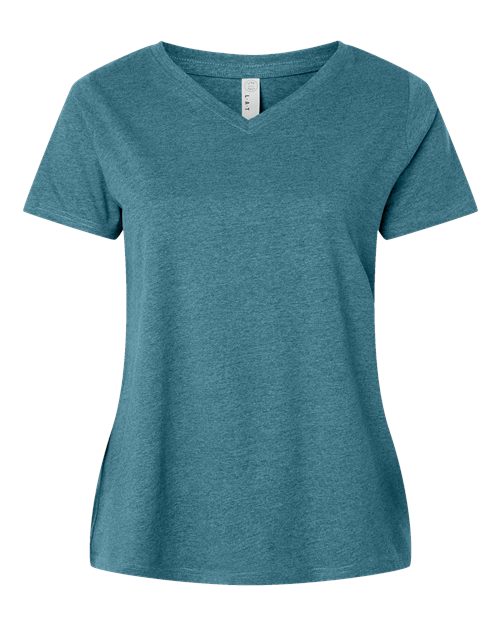 LAT Women's Curvy Collection Fine Jersey V-Neck Tee 3817