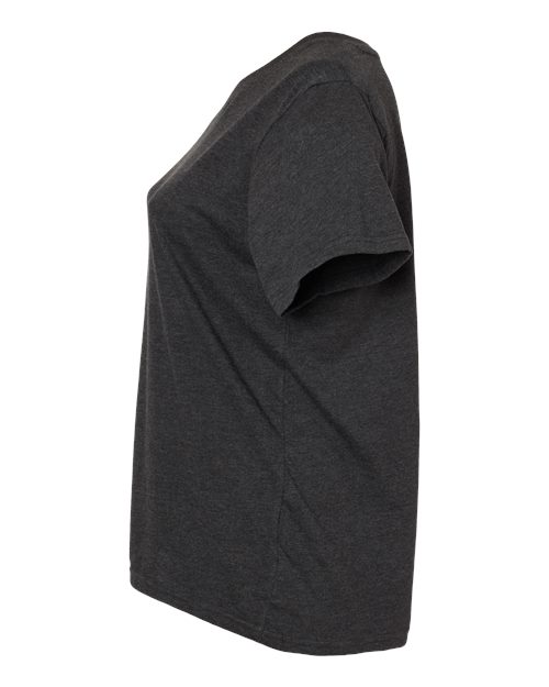 LAT Women's Curvy Collection Fine Jersey V-Neck Tee 3817