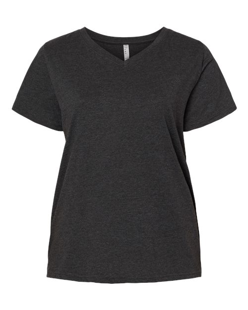 LAT Women's Curvy Collection Fine Jersey V-Neck Tee 3817