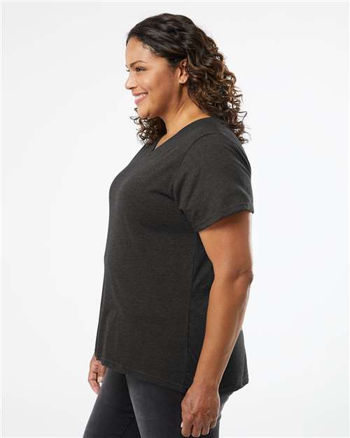 LAT Women's Curvy Collection Fine Jersey V-Neck Tee 3817