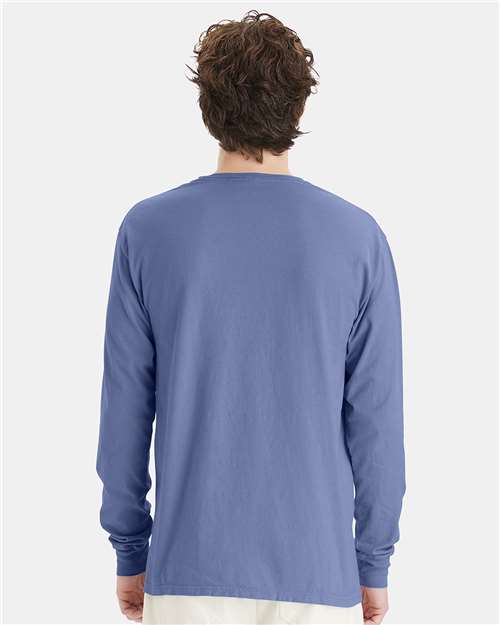 ComfortWash by Hanes Unisex Garment-Dyed Long Sleeve T-Shirt GDH200 - Frontier Blue