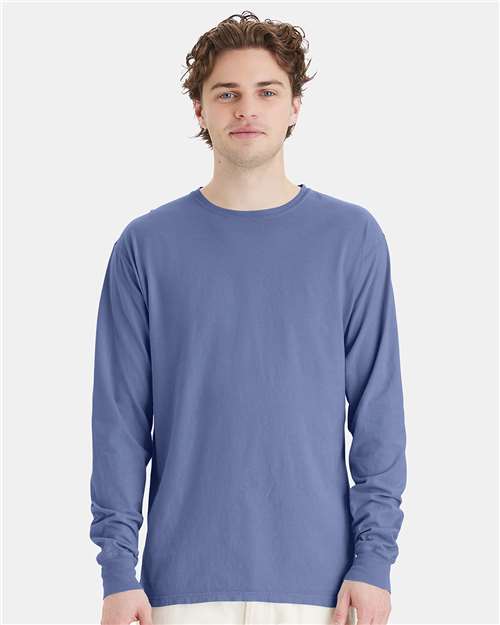 ComfortWash by Hanes Unisex Garment-Dyed Long Sleeve T-Shirt GDH200 - Frontier Blue