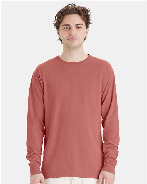 ComfortWash by Hanes Unisex Garment-Dyed Long Sleeve T-Shirt GDH200 - Nantucket Red