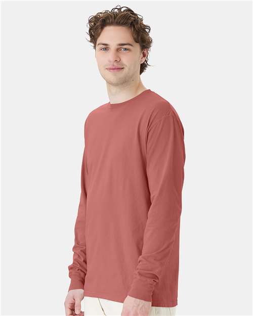 ComfortWash by Hanes Unisex Garment-Dyed Long Sleeve T-Shirt GDH200 - Nantucket Red