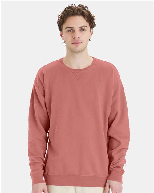 ComfortWash by Hanes Unisex Garment-Dyed Crewneck Sweatshirt GDH400 - Mauve