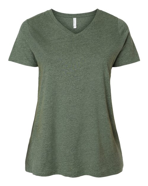 LAT Women's Curvy Collection Fine Jersey V-Neck Tee 3817