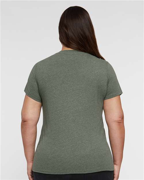 LAT Women's Curvy Collection Fine Jersey V-Neck Tee 3817