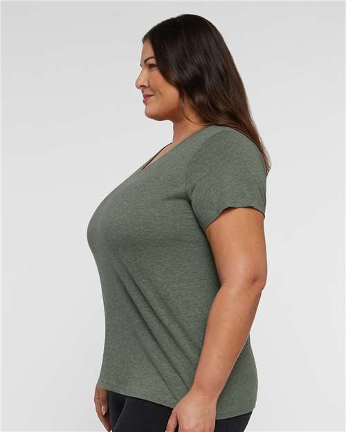 LAT Women's Curvy Collection Fine Jersey V-Neck Tee 3817