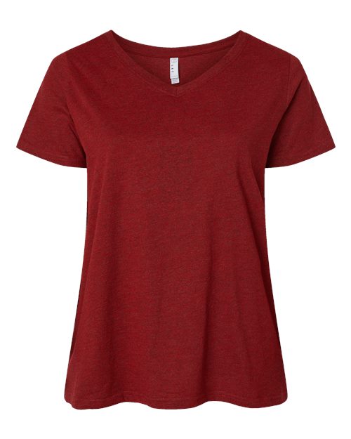 LAT Women's Curvy Collection Fine Jersey V-Neck Tee 3817