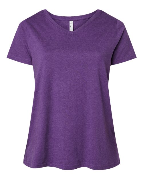 LAT Women's Curvy Collection Fine Jersey V-Neck Tee 3817