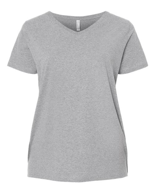LAT Women's Curvy Collection Fine Jersey V-Neck Tee 3817