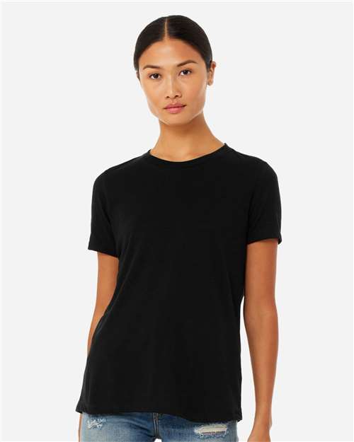 BELLA + CANVAS Women’s Relaxed Fit Heather CVC Tee 6400CVC - Solid Black Blend