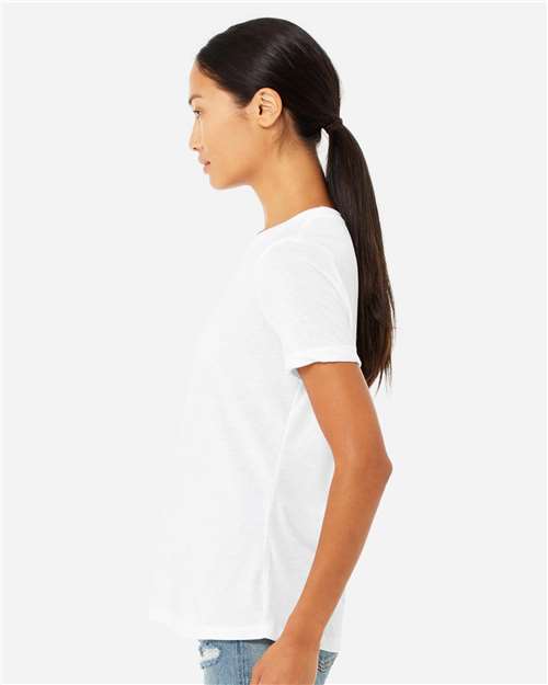 BELLA + CANVAS Women’s Relaxed Fit Heather CVC Tee 6400CVC - Solid White Blend
