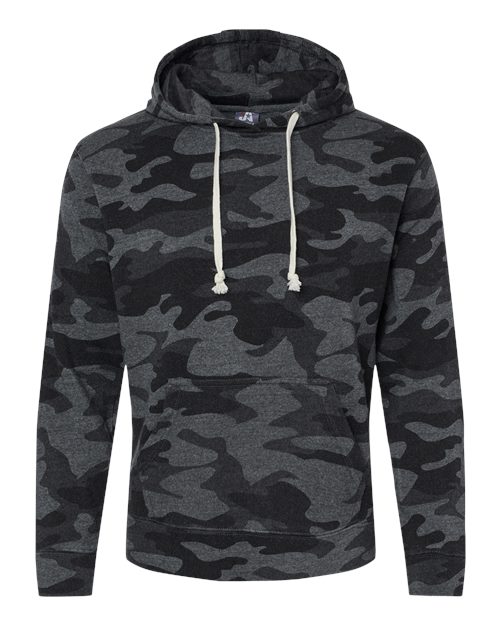 J. America Men's Triblend Fleece Hooded Sweatshirt 8871 - Black Camo Triblend