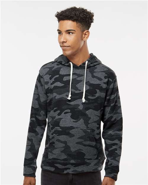 J. America Men's Triblend Fleece Hooded Sweatshirt 8871 - Black Camo Triblend