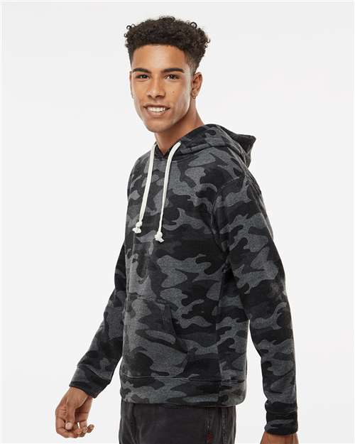 J. America Men's Triblend Fleece Hooded Sweatshirt 8871 - Black Camo Triblend