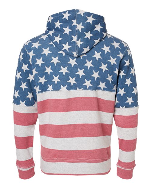 J. America Men's Triblend Fleece Hooded Sweatshirt 8871 - Stars & Stripes Triblend