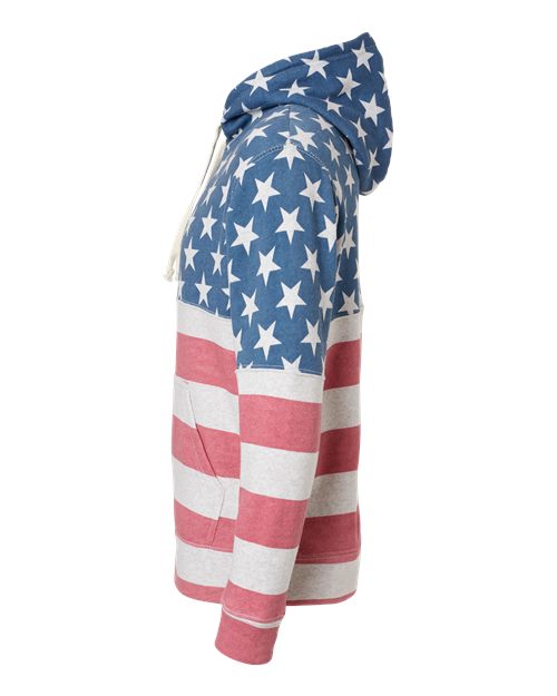 J. America Men's Triblend Fleece Hooded Sweatshirt 8871 - Stars & Stripes Triblend