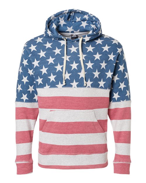 J. America Men's Triblend Fleece Hooded Sweatshirt 8871 - Stars & Stripes Triblend