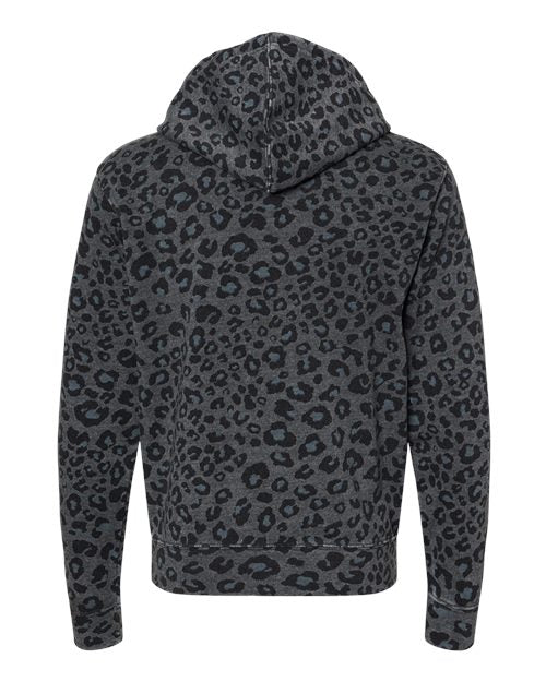 J. America Men's Triblend Fleece Hooded Sweatshirt 8871 - Black Leopard Triblend