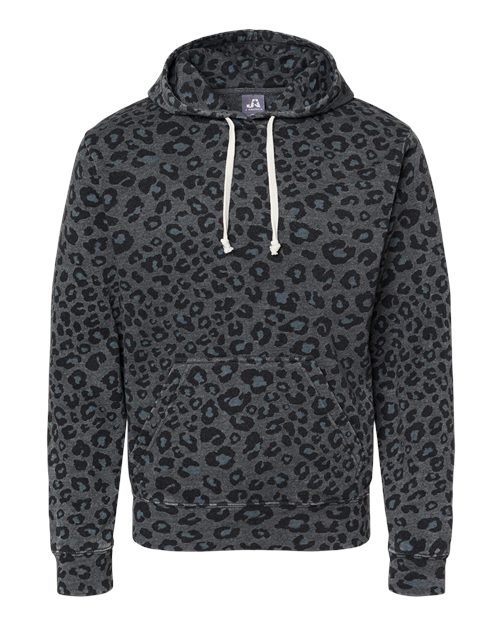 J. America Men's Triblend Fleece Hooded Sweatshirt 8871 - Black Leopard Triblend