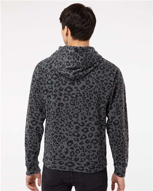 J. America Men's Triblend Fleece Hooded Sweatshirt 8871 - Black Leopard Triblend