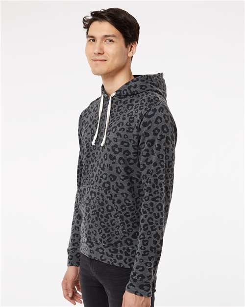 J. America Men's Triblend Fleece Hooded Sweatshirt 8871 - Black Leopard Triblend