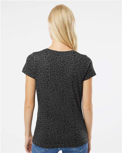 LAT Women's Fine Jersey Tee 3516 - Black Leopard