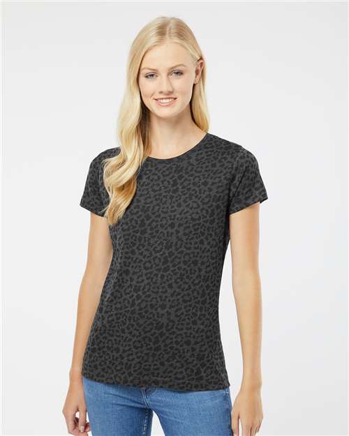 LAT Women's Fine Jersey Tee 3516 - Black Leopard