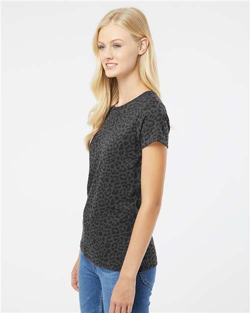 LAT Women's Fine Jersey Tee 3516 - Black Leopard