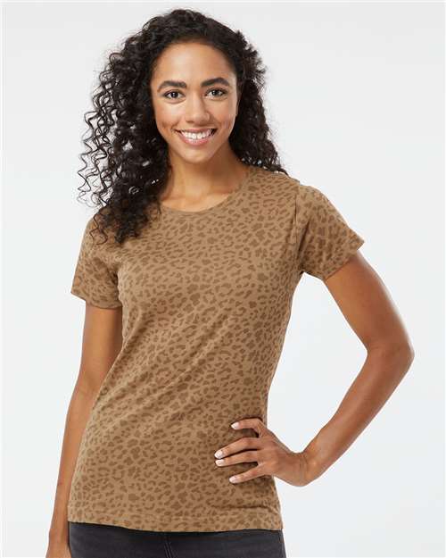 LAT Women's Fine Jersey Tee 3516 - Brown Leopard