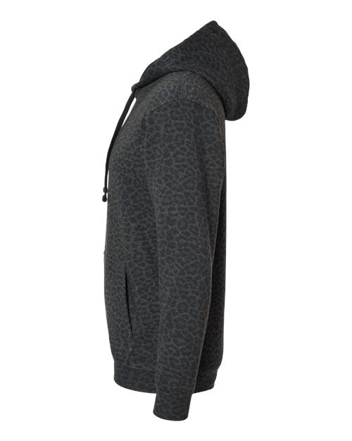 LAT Unisex Elevated Fleece Hoodie Sweatshirt 6926 - Black Leopard