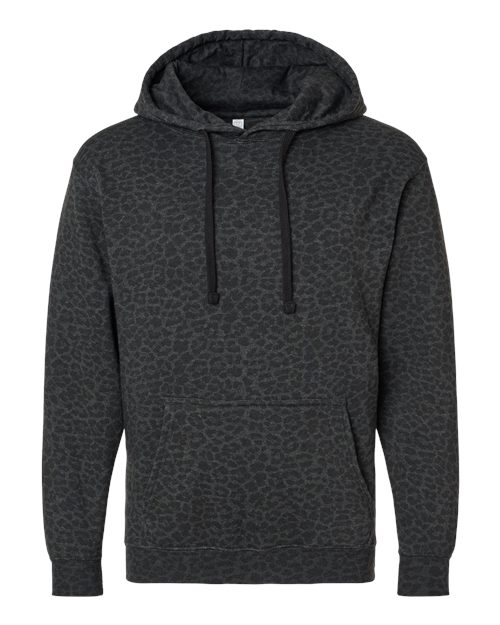 LAT Unisex Elevated Fleece Hoodie Sweatshirt 6926 - Black Leopard