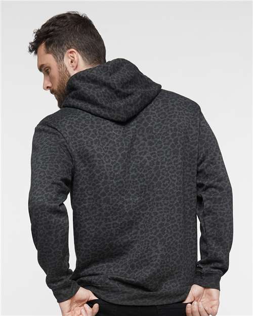 LAT Unisex Elevated Fleece Hoodie Sweatshirt 6926 - Black Leopard
