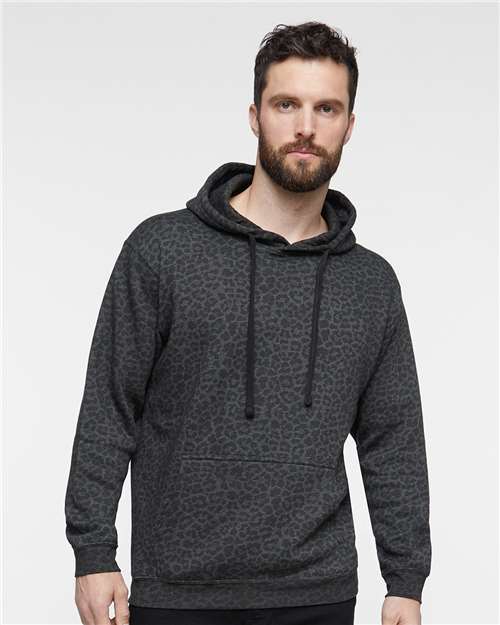 LAT Unisex Elevated Fleece Hoodie Sweatshirt 6926 - Black Leopard